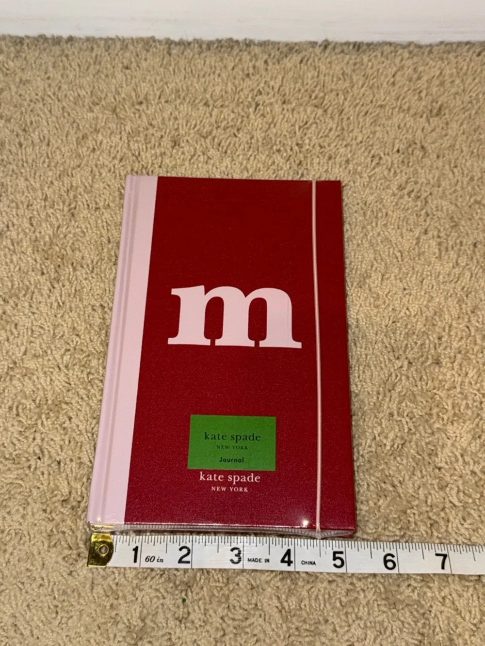 kate spade Red and Light Pink Hardcover Journal with Initial ‘m’